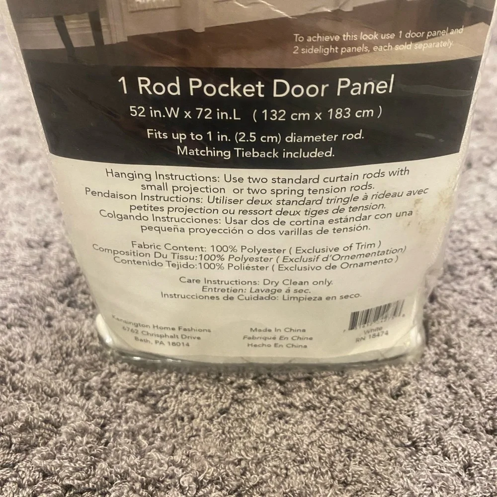 White Door Panel Curtain - One Rod Pocket